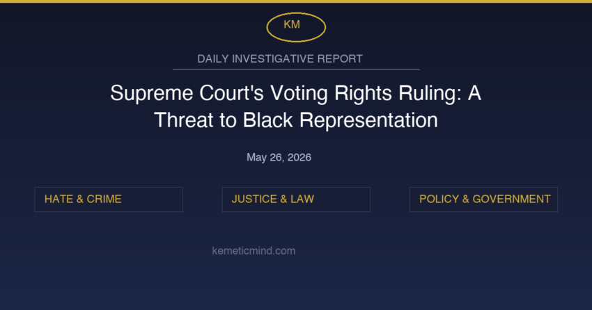 Article header: "Supreme Court's Voting Rights Ruling: A Threat to Black Representation" with date and categories.