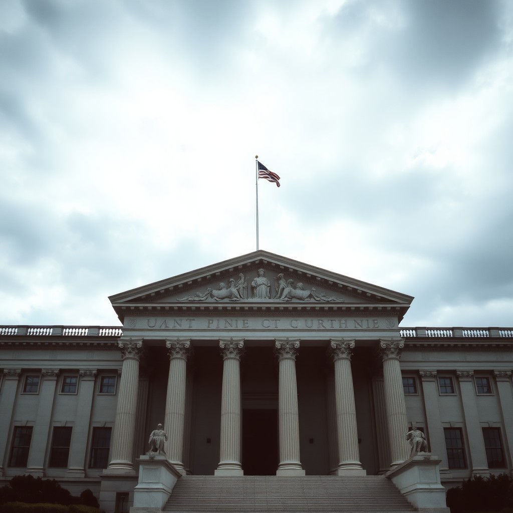 A photograph of legal or judicial architecture
