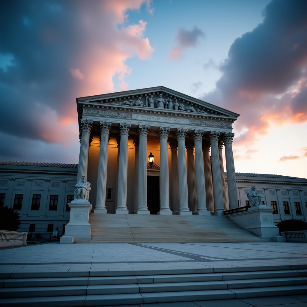 A photograph of legal or judicial architecture