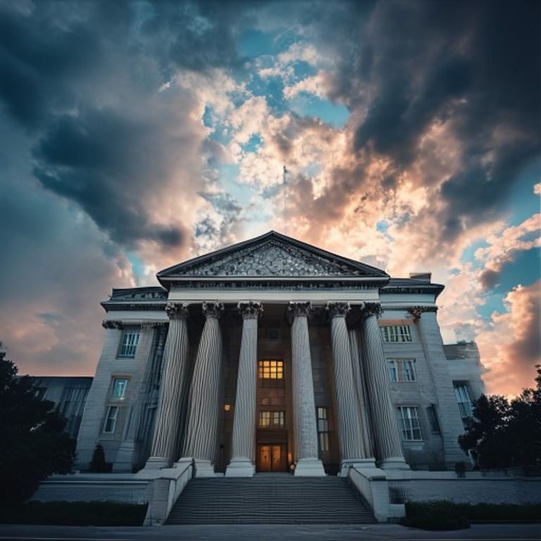 A photograph of legal or judicial architecture