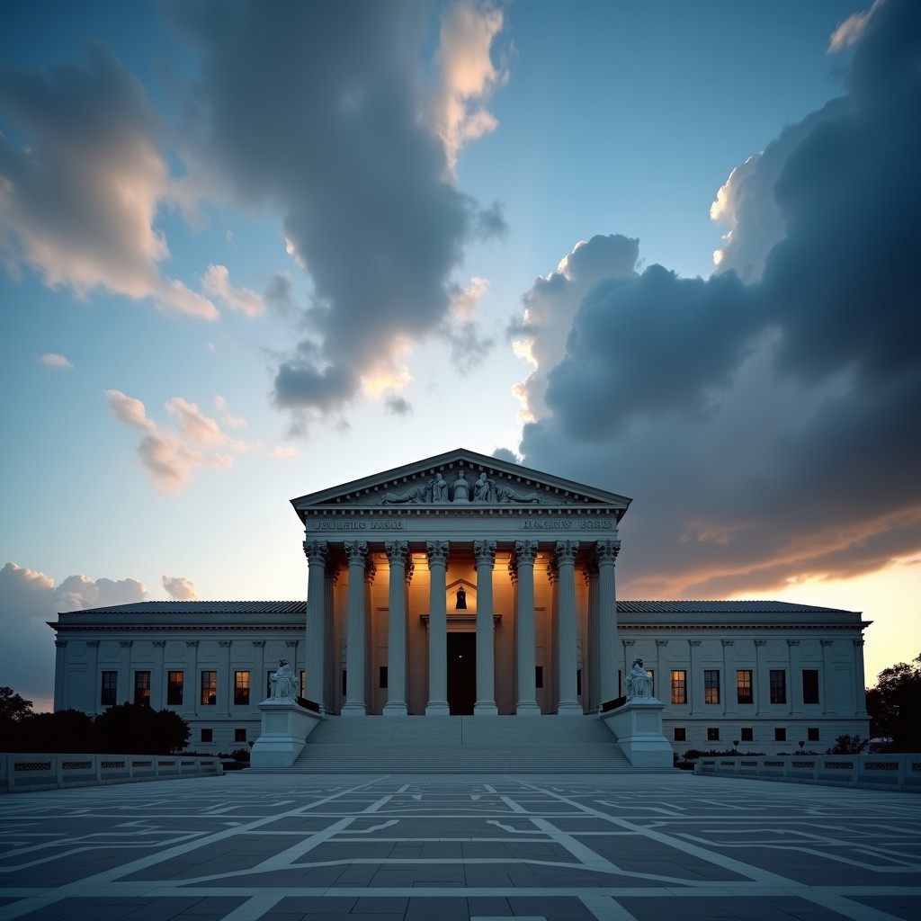 A photograph of legal or judicial architecture