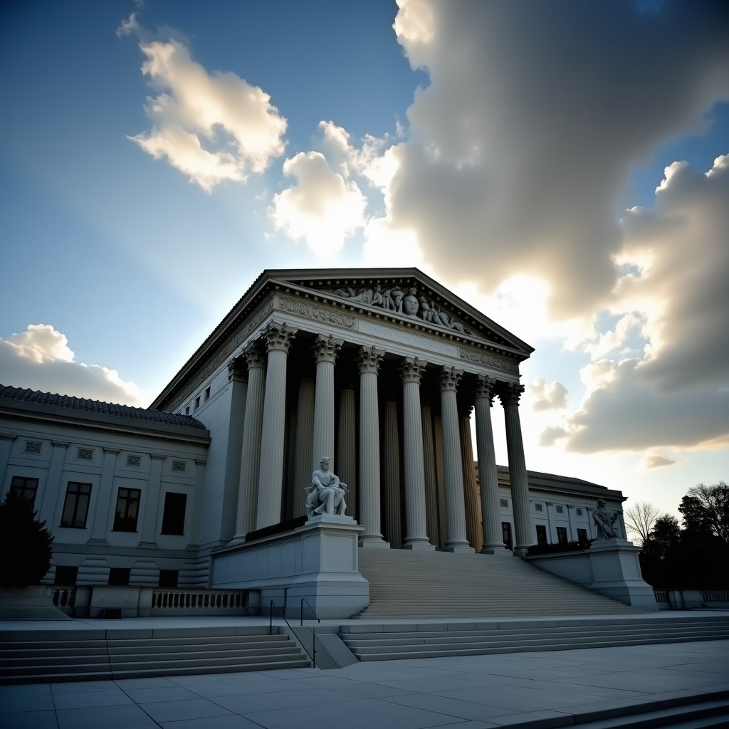 A photograph of legal or judicial architecture