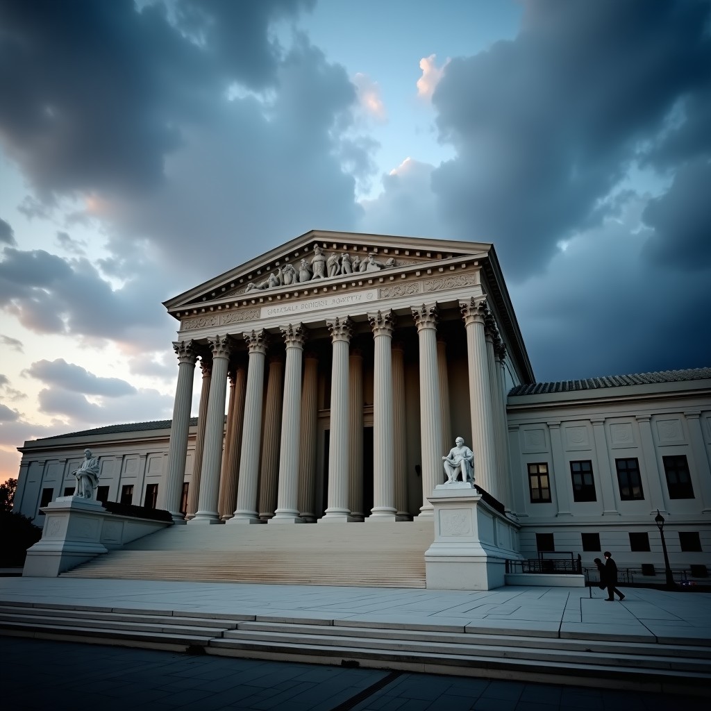 A photograph of legal or judicial architecture