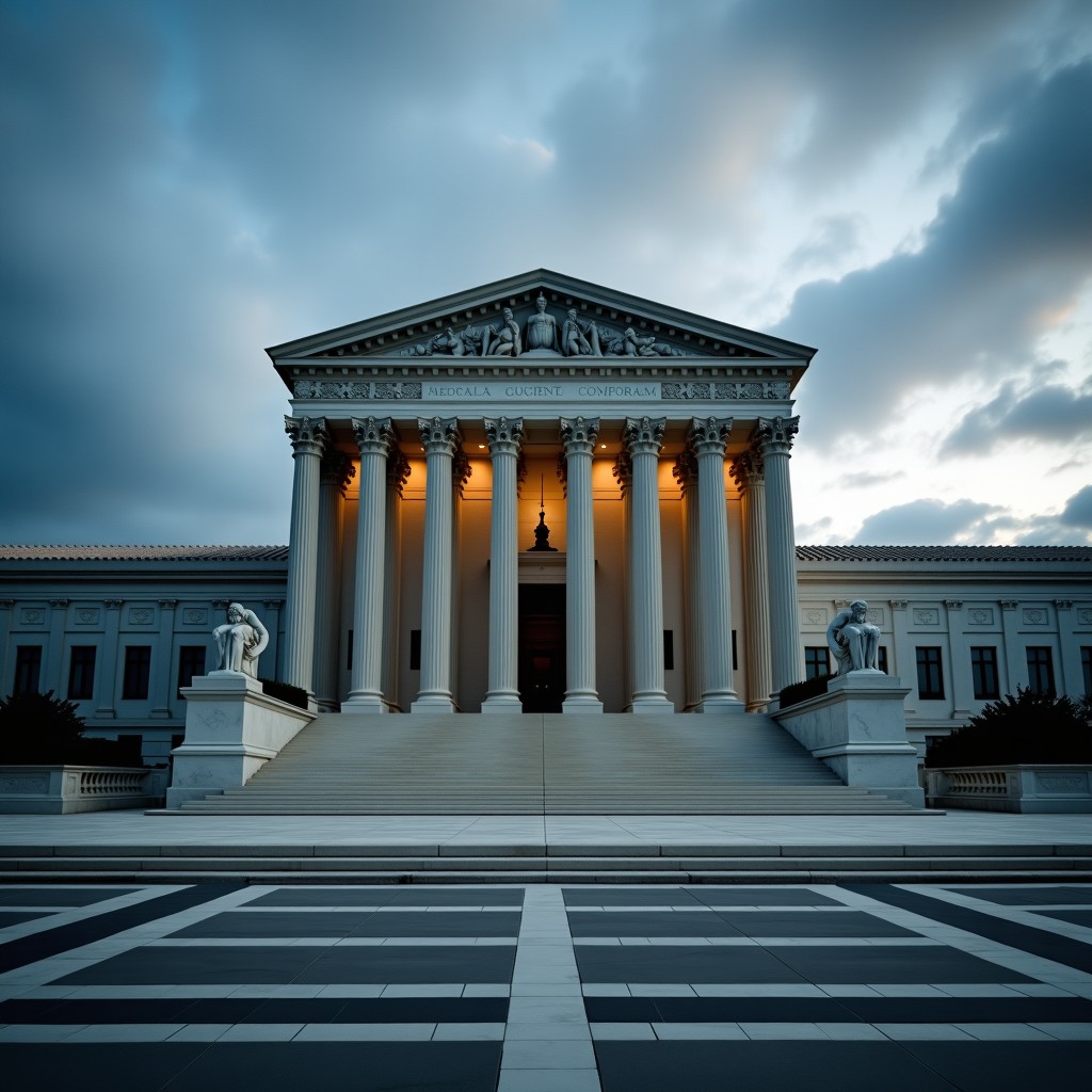 A photograph of legal or judicial architecture