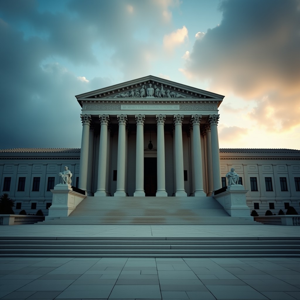 A photograph of legal or judicial architecture