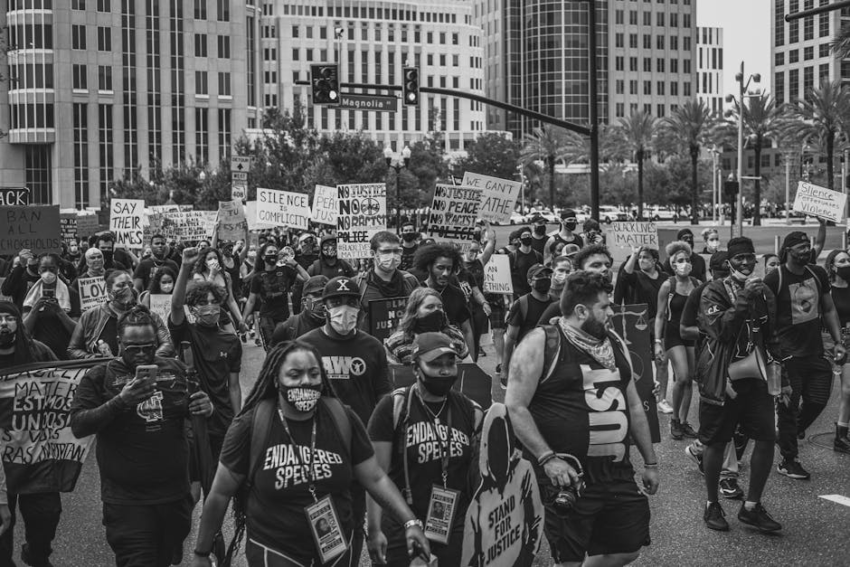 Civil rights demonstration — protest march against hate groups