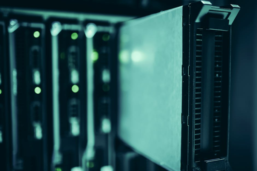 Inside a large-scale AI data center with rows of servers
