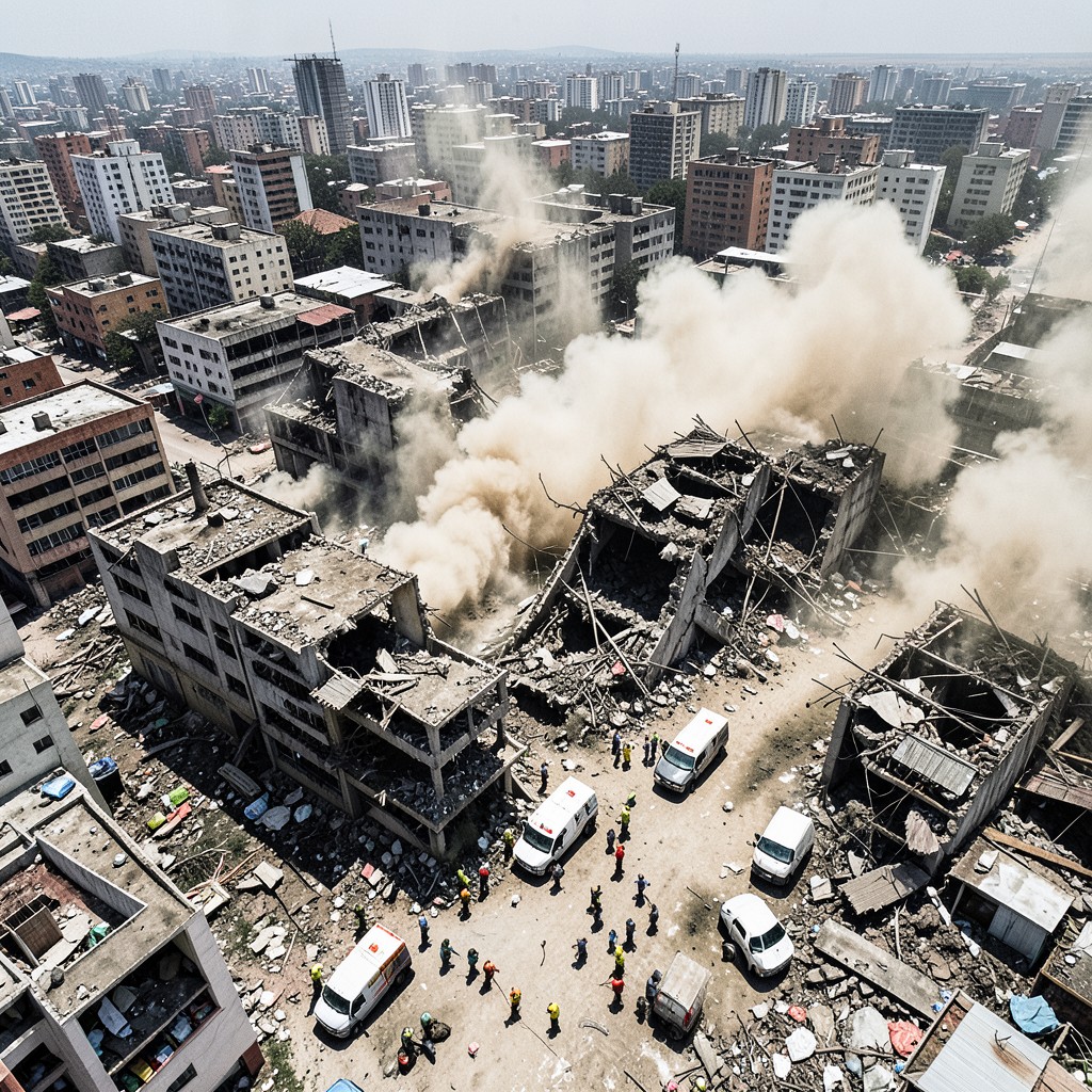 Earthquake aftermath aerial view Venezuela