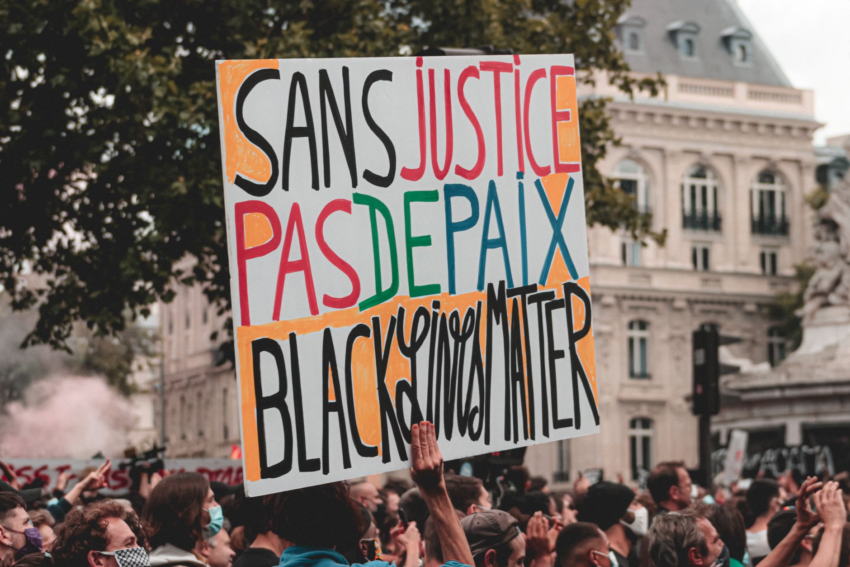 Black community demonstration for economic justice and reparations