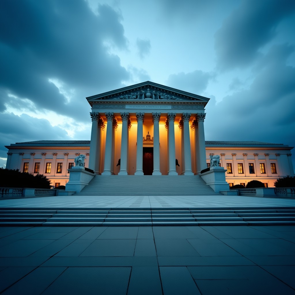 A photograph of legal or judicial architecture