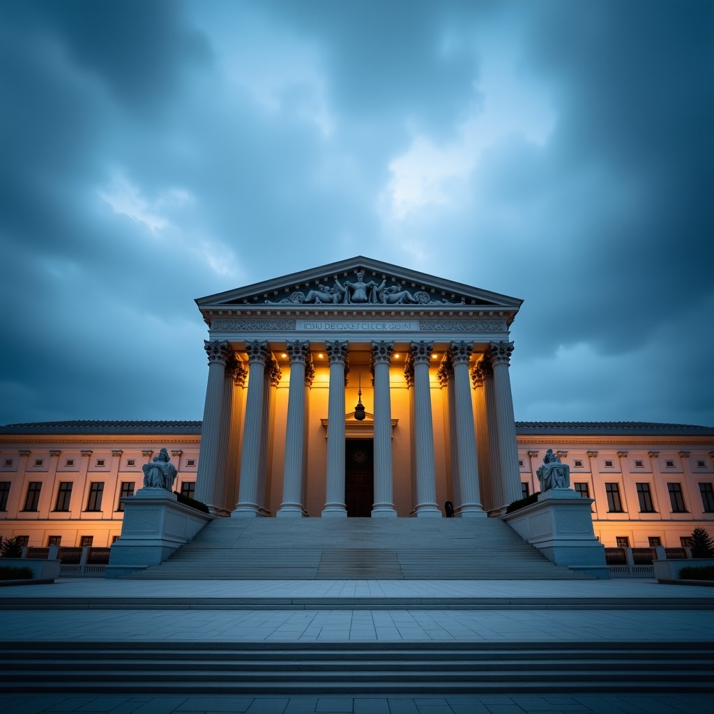 A photograph of legal or judicial architecture