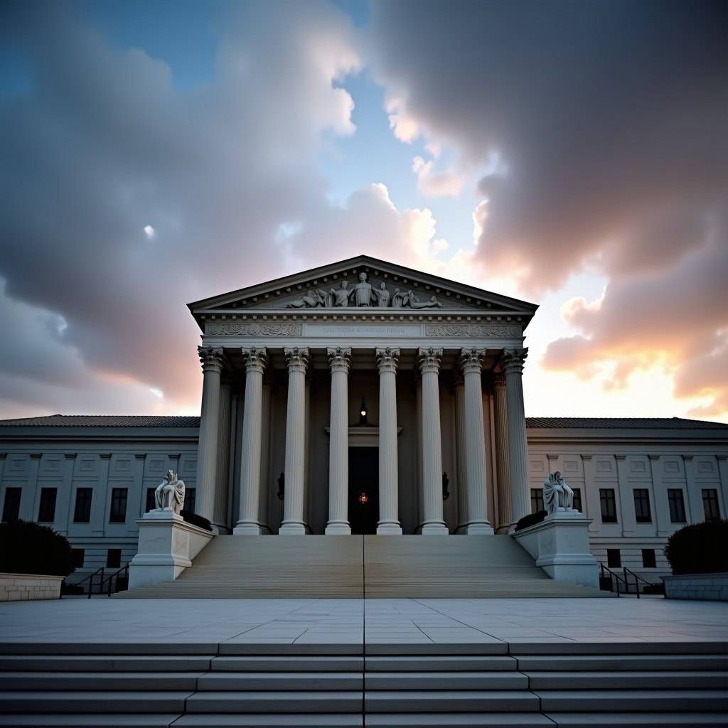 A photograph of legal or judicial architecture