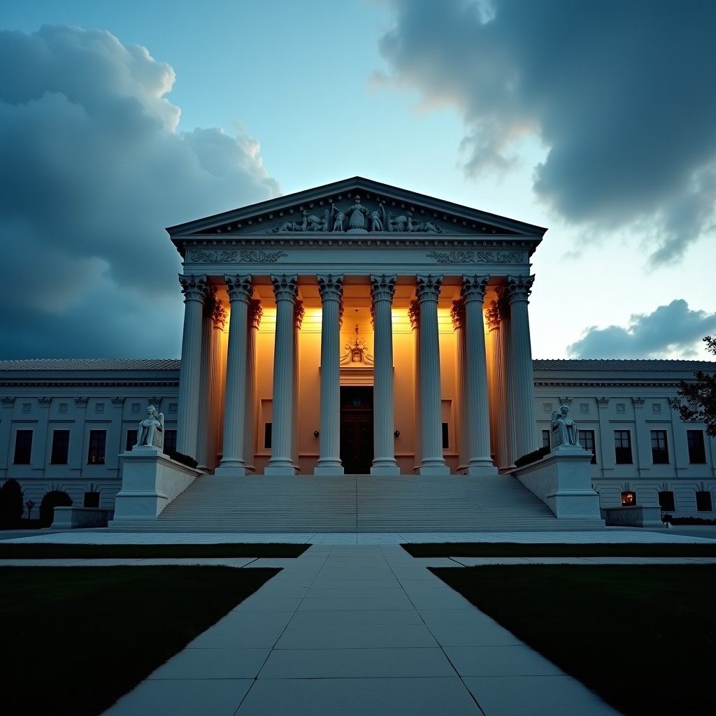 A photograph of legal or judicial architecture