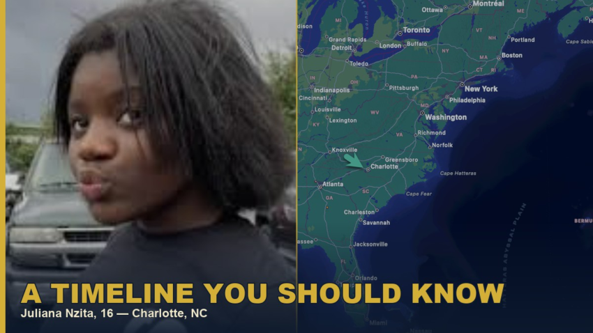 Juliana Nzita, 16, and a map showing Charlotte, NC