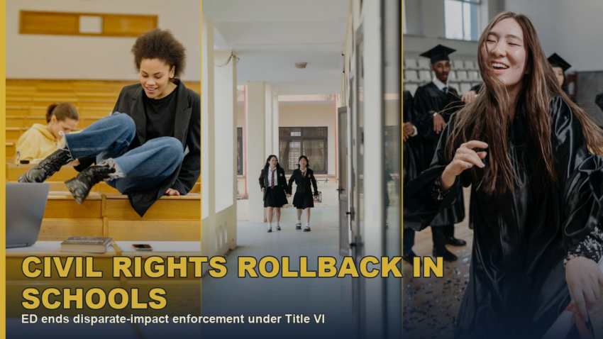 Collage of diverse students representing the Education Department's disparate-impact rollback