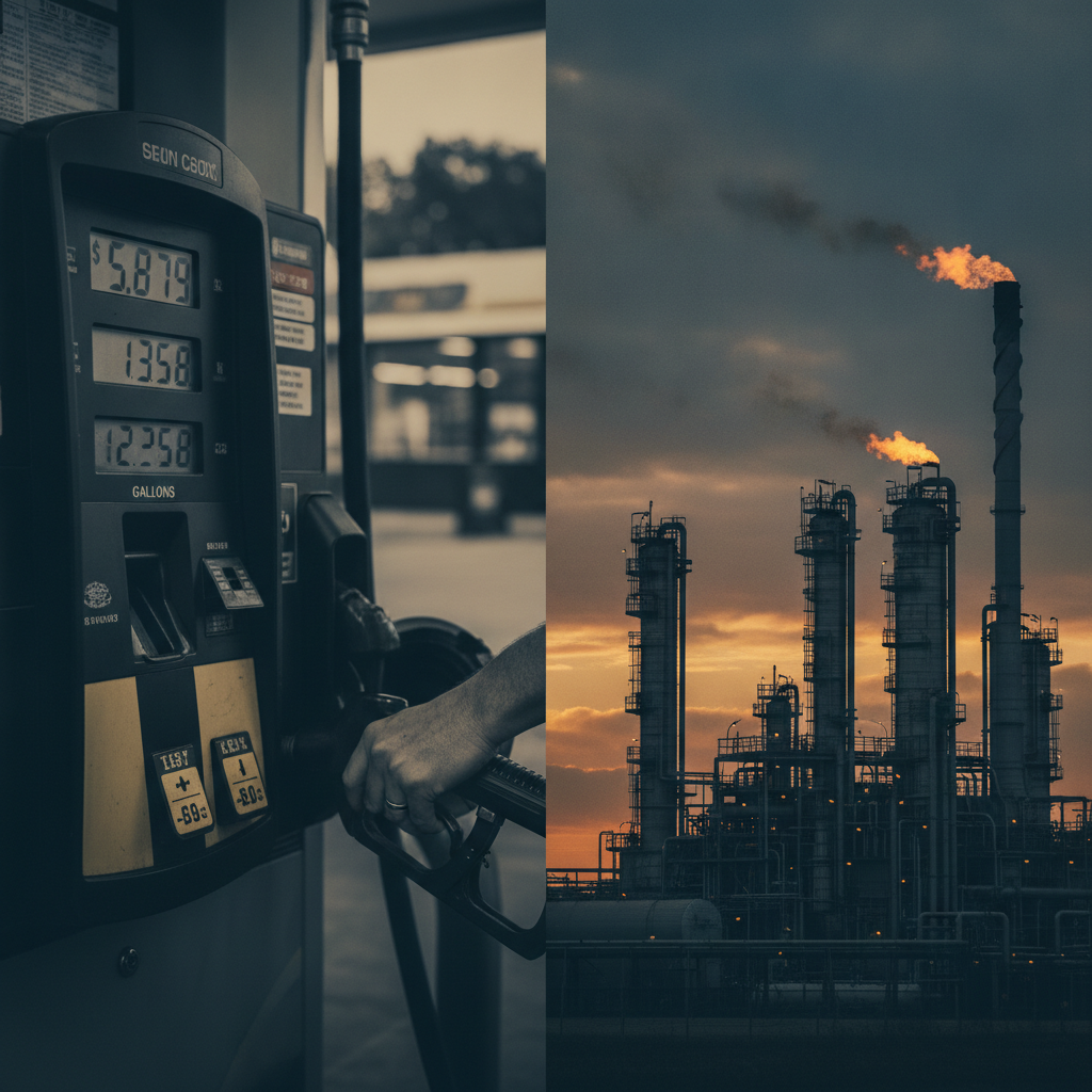 Illustration of oil industry profits and rising gas prices