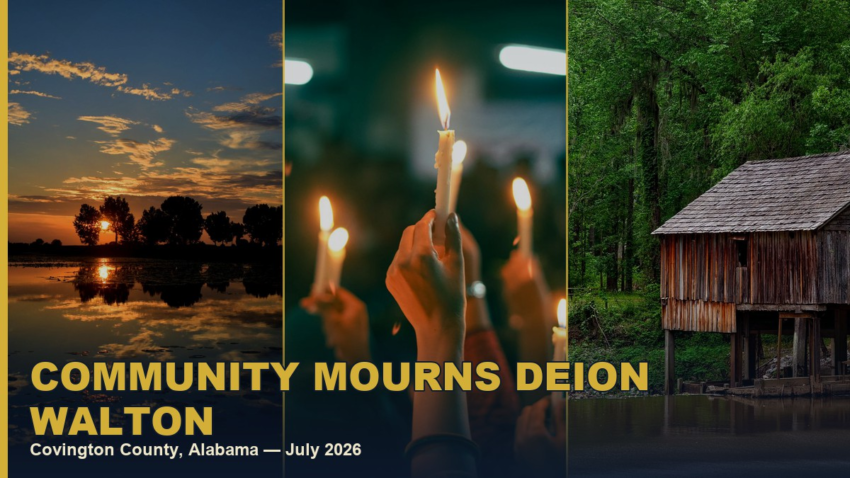 Community mourning and water-safety awareness, illustrative collage