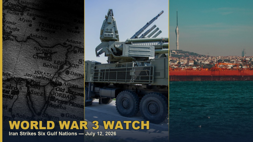 Iran missile and drone strikes across six Gulf nations, collage