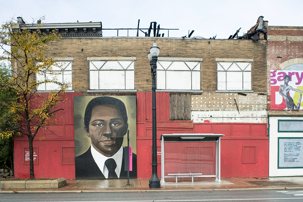 Mural portrait of former Gary Mayor Richard Hatcher
