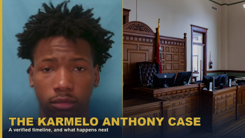 Karmelo Anthony booking photo alongside a courtroom