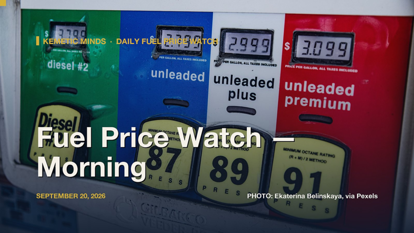 Fuel Price Watch — Morning, September 20, 2026: Diesel $6.50, Regular $4.48