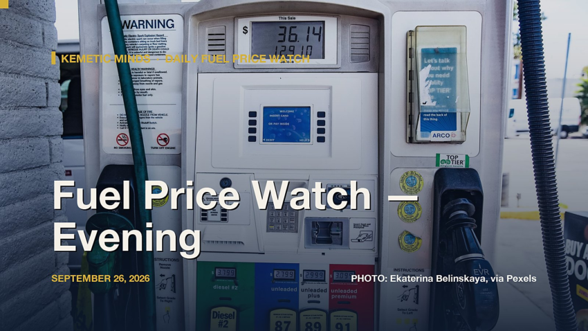 Fuel Price Watch — Evening, September 26, 2026: Diesel $6.48, Regular $4.49