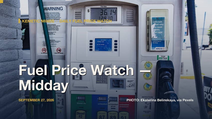 Fuel Price Watch — Midday, September 27, 2026: Diesel $6.47, Regular $4.48
