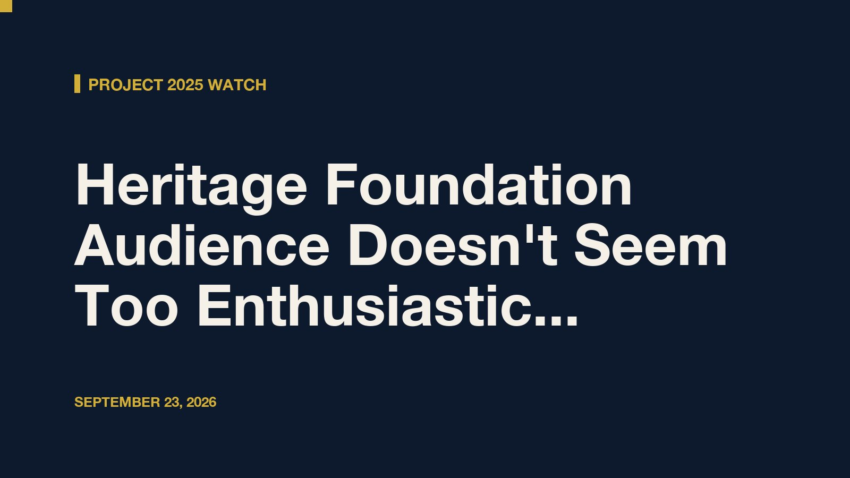 Heritage Foundation Audience Doesn't Seem Too Enthusiastic About J.D. Vance For President