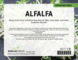 ALFALFA SPROUTING SEEDS BERLIN SEEDS 80777, 1lb