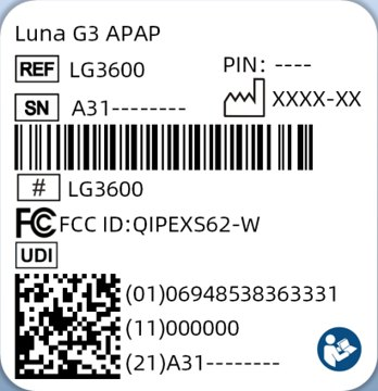 Luna G3 APAP Nameplate Label