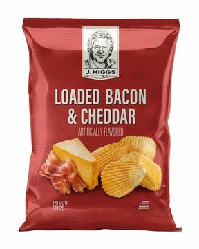 Image of J. HIGGS Loaded Bacon & Cheddar Potato Chips bag