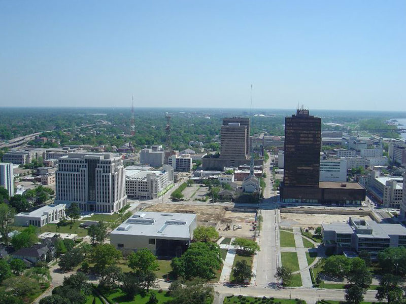 Street-level photo: View of Baton Rouge looking south from the Louisiana Capitol