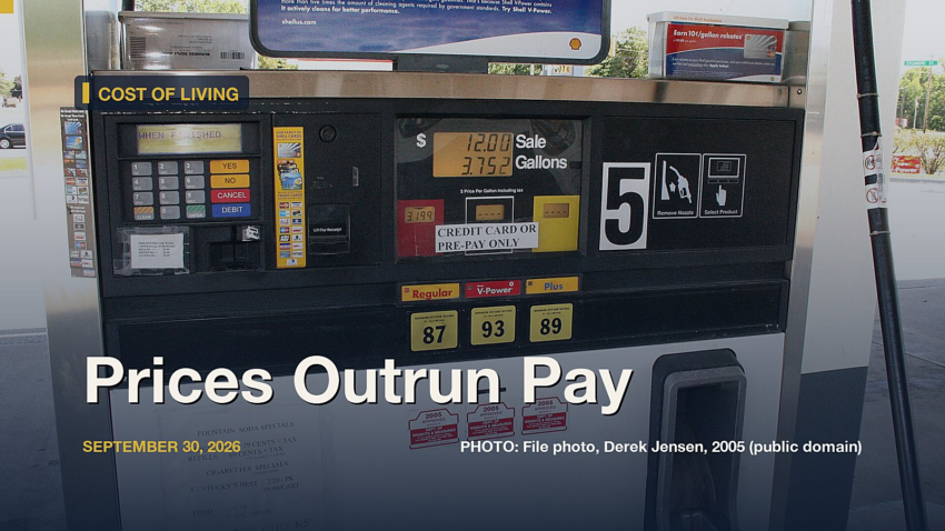 A gas pump showing a per-gallon price. File photo, Derek Jensen, 2005 (public domain).