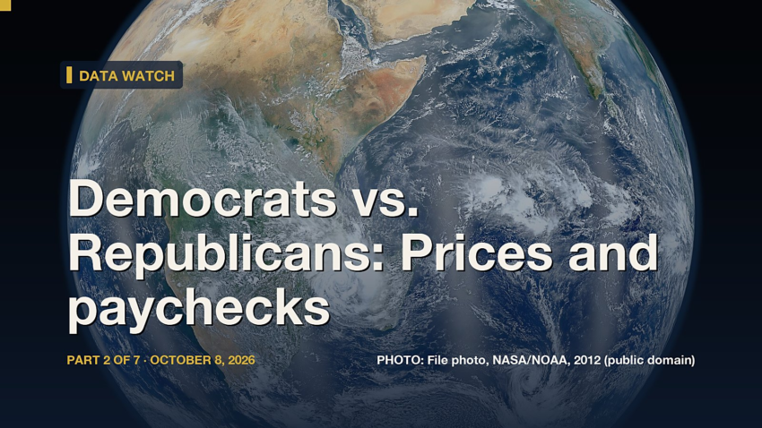 Democrats vs. Republicans: Prices and paychecks. File photo (public domain)