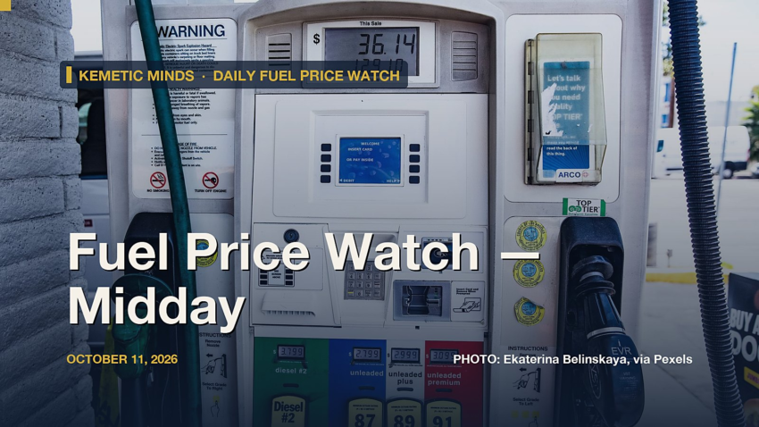 Fuel Price Watch — Midday, October 11, 2026: Diesel $6.28, Regular $4.36