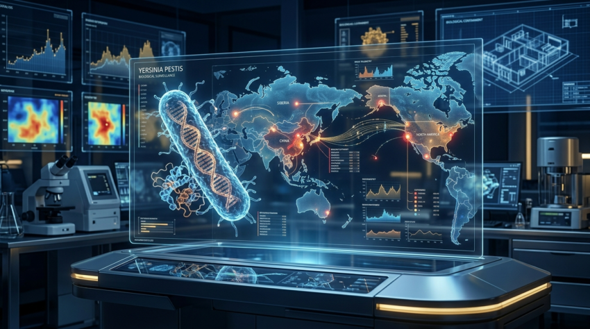 Holographic biological surveillance interface tracking Yersinia pestis plague containment and endemic foci across Siberia, China, and North America