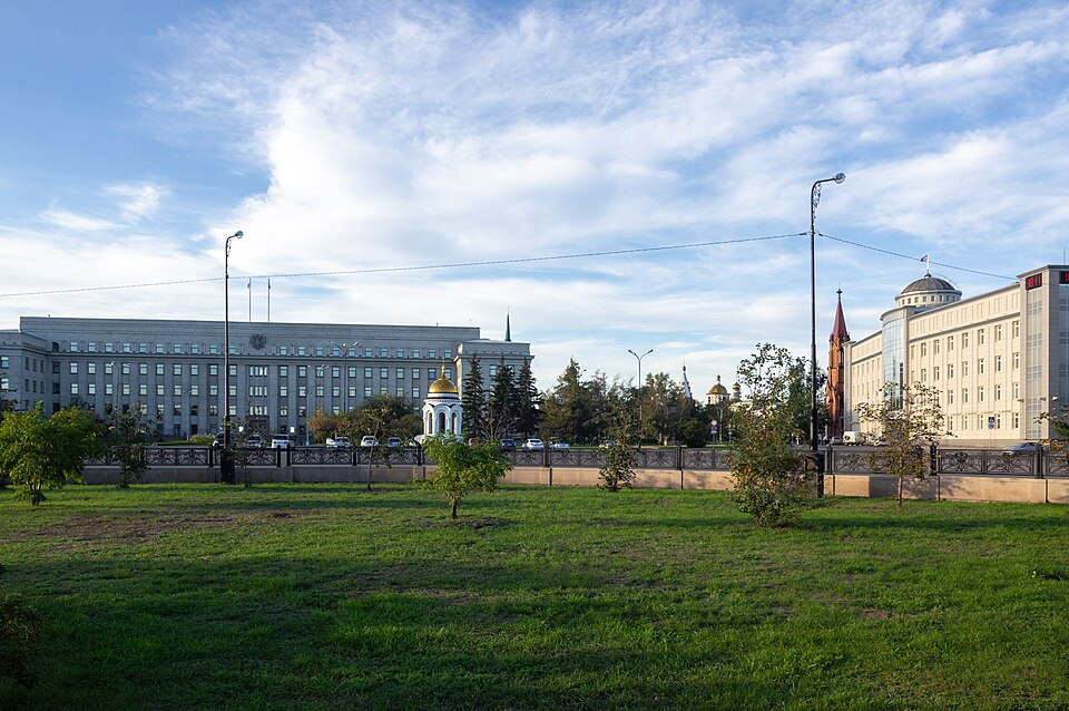 Street-level photo: Speransky Square. House of Soviets. Irkutsk, Russia.