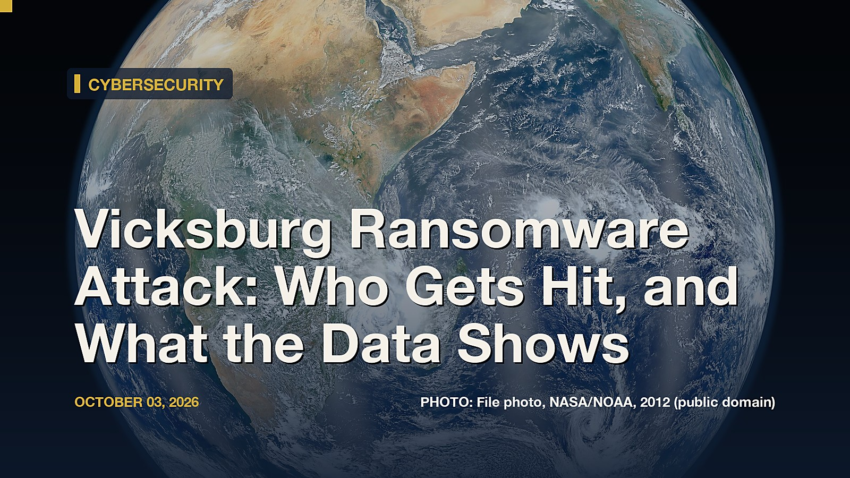 Vicksburg ransomware attack: public-domain file photo with headline